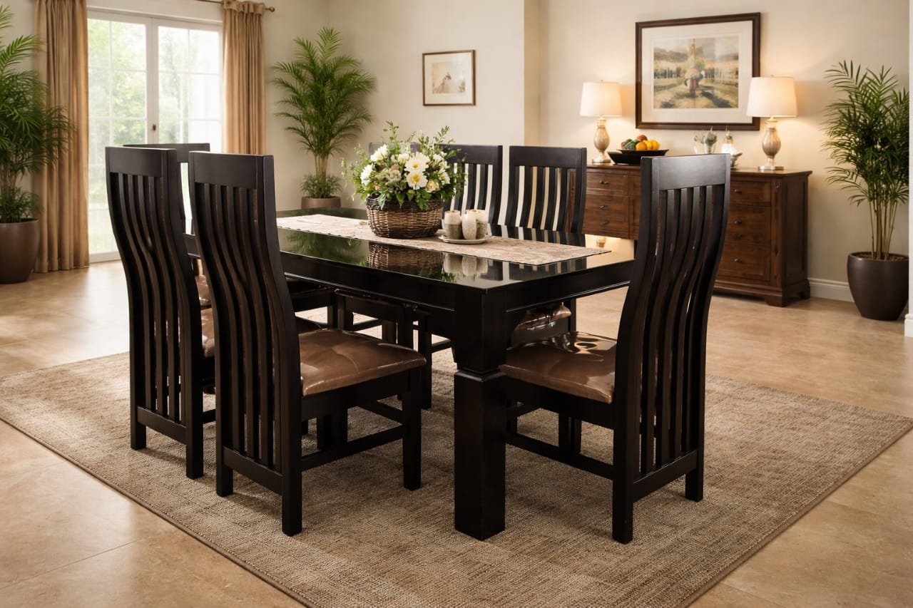 Regal High-Back 6-Seater Glass Dining Set”