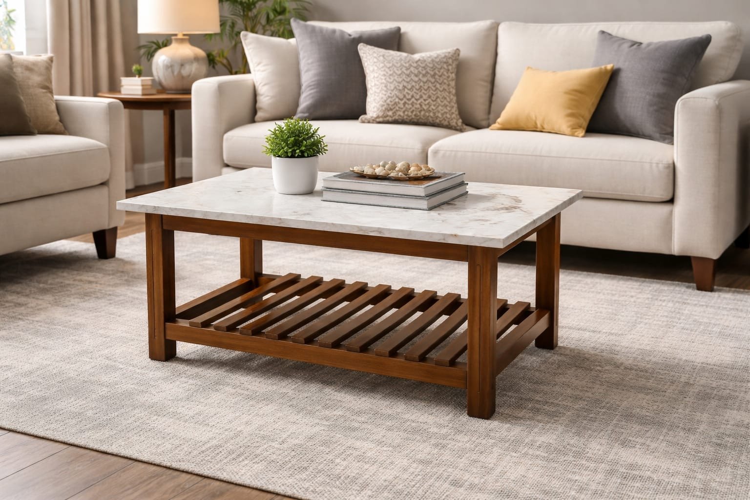 Rectangular wooden marble top