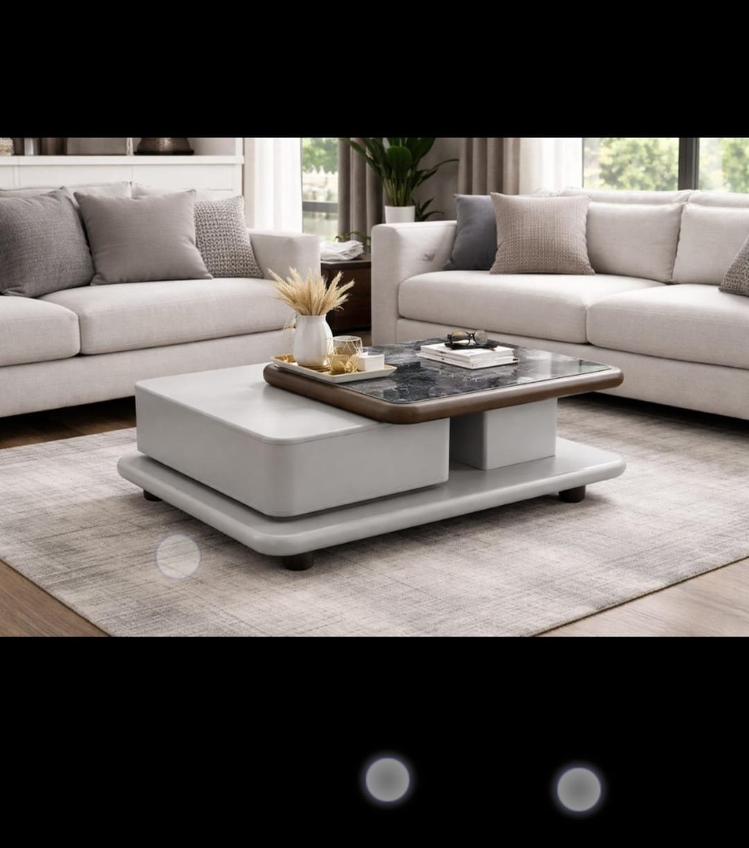 RECTANGULAR MARBLE GLASS TOP WITH WHITE BASE