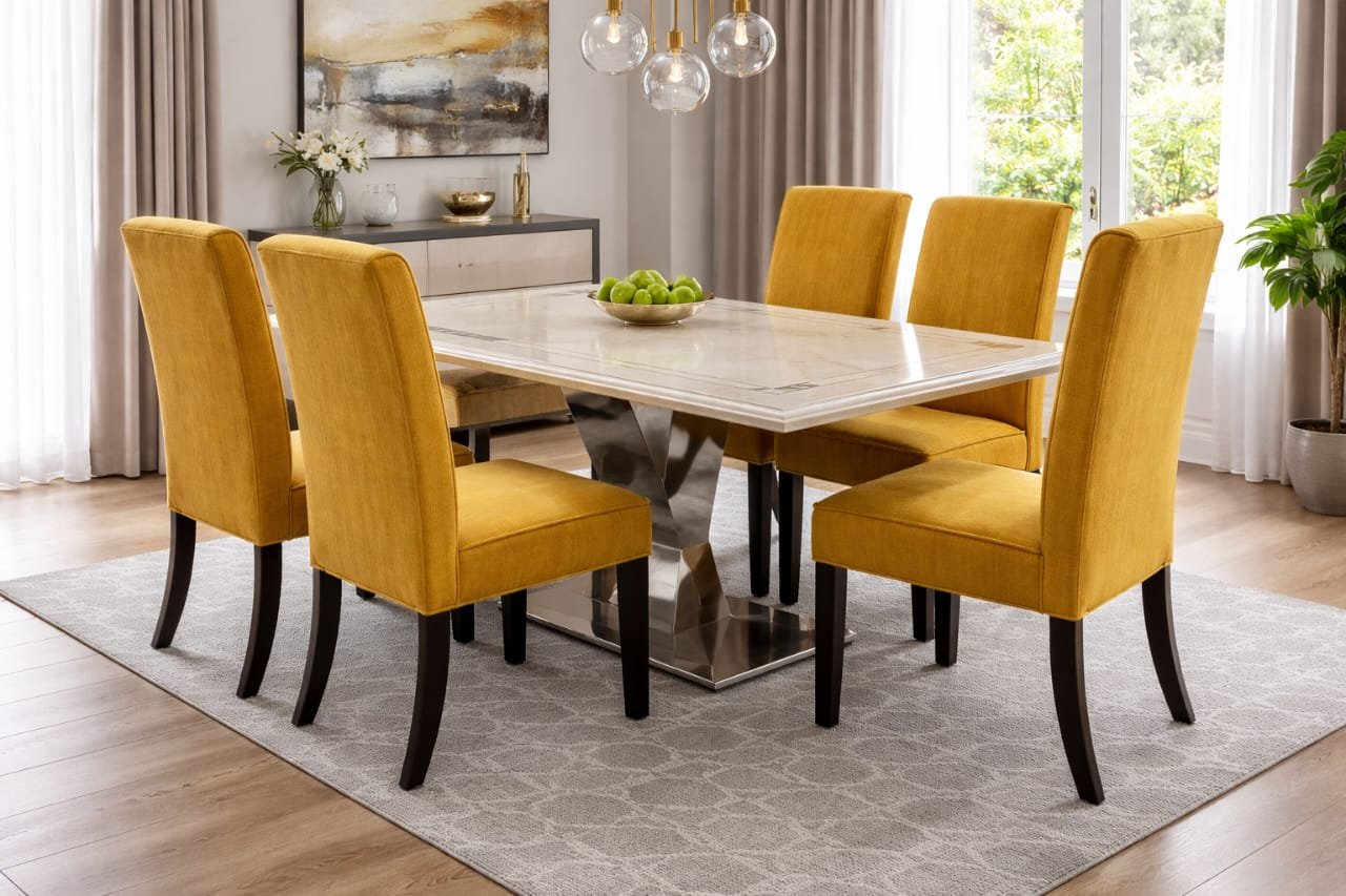 MARBLE TOP  WITH YELLOW SEATS